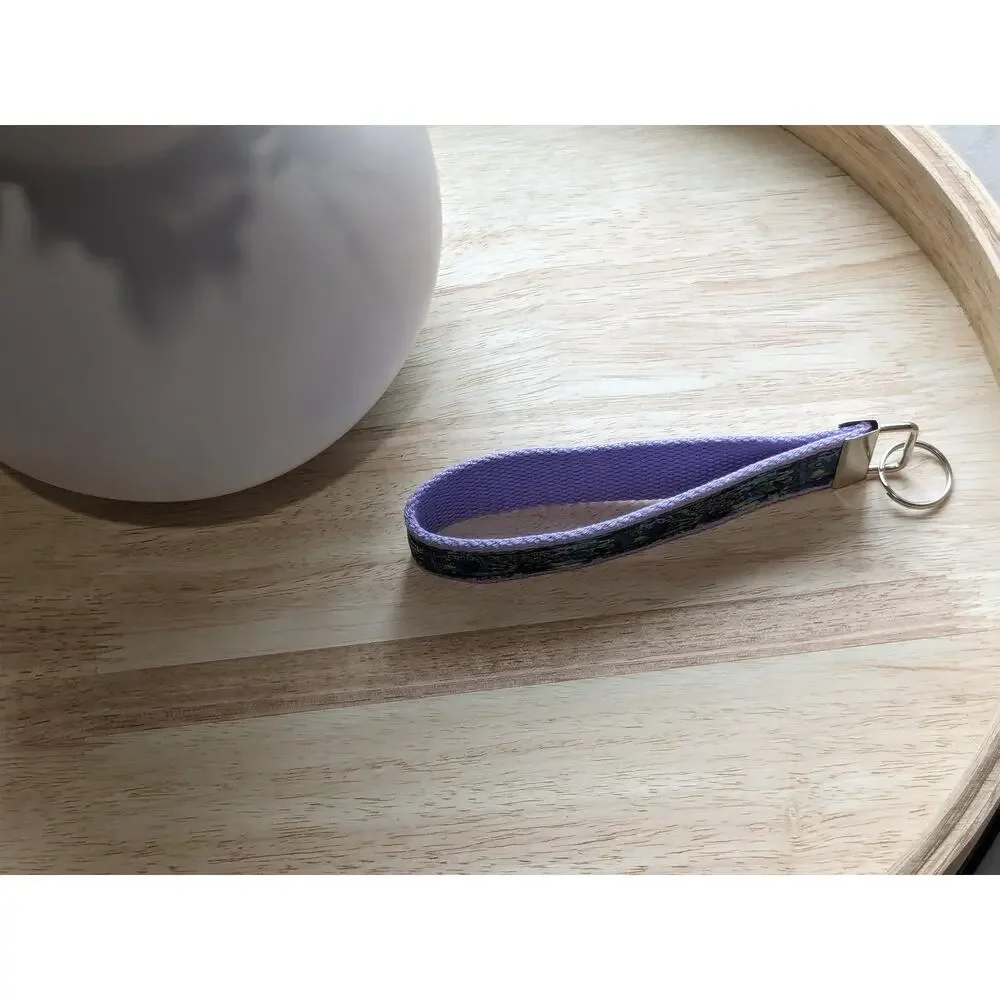 Peacock Keychain Wristlet Fabric Key FOB Gift Present Feathers Purple Green Bird